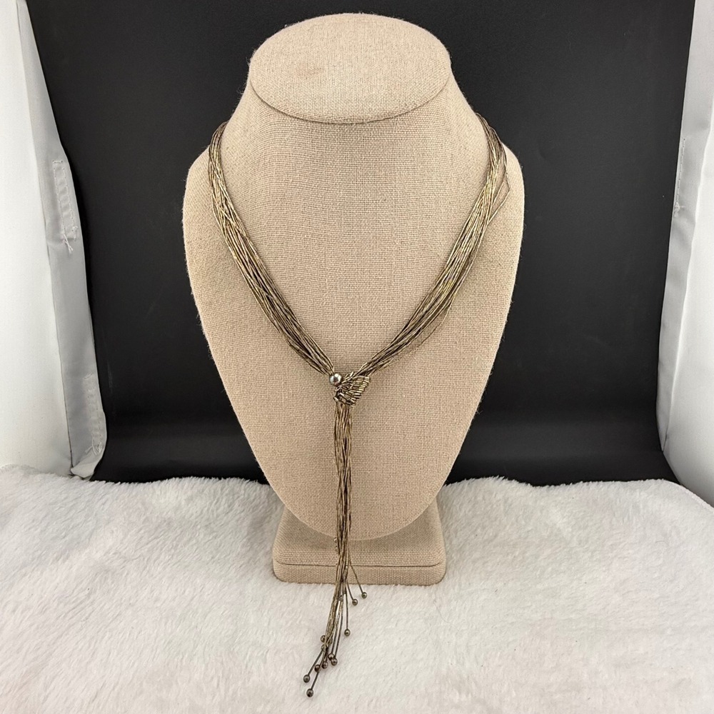 Coldwater Creek Necklace Sterling Silver Multi Strand Liquid Lariat Tassel 19in
